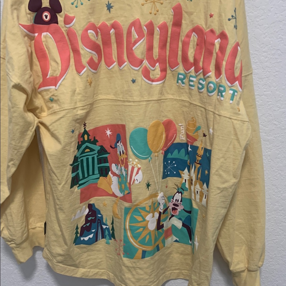 Spirit Jersey Disneyland Yellow Long Sleeve Unisex Shirt Size XL - Picture 2 of 9